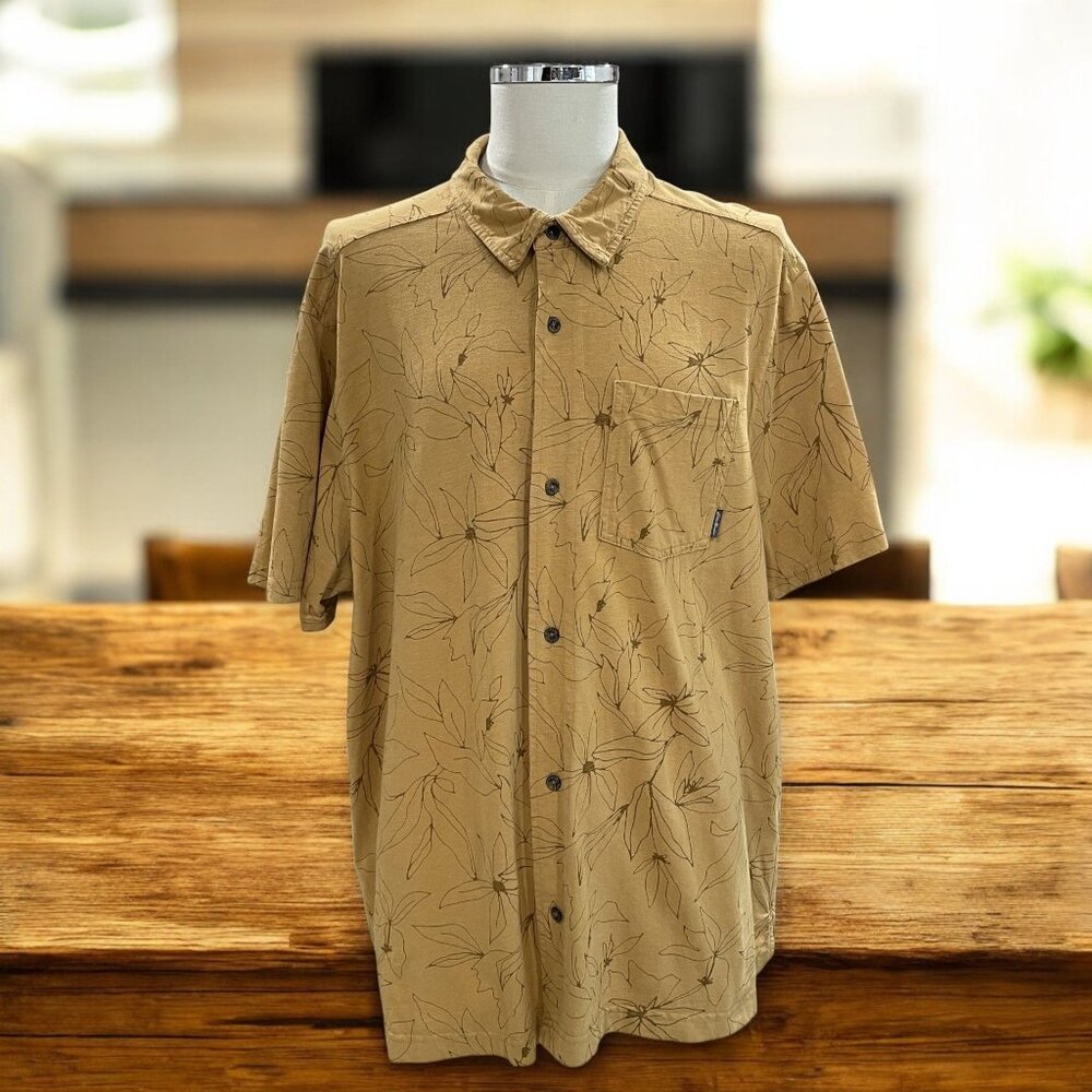 Eddie Bauer Floral Outdoor Shirt Mens 2XL Short Sleeve‎ Summer Travel Casual Top